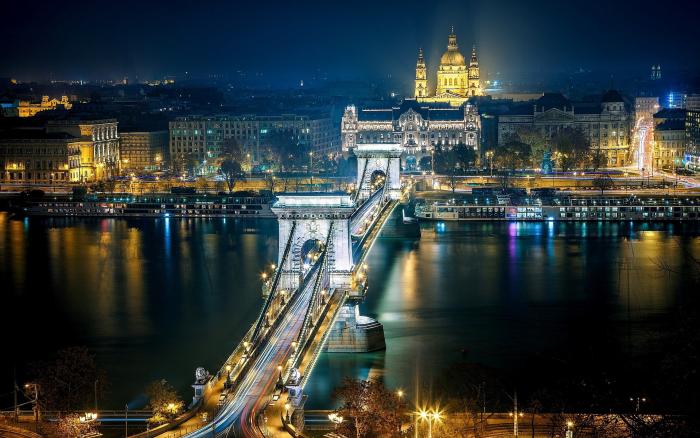Budapest night and  Chain Bridge